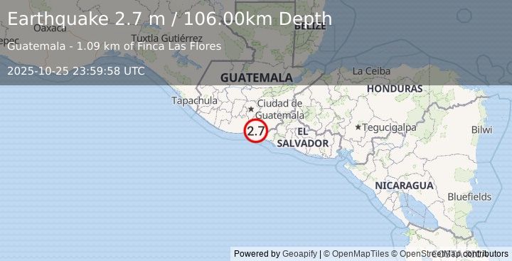 Earthquake GUATEMALA (2.7 m) (2025-10-25 23:59:58 UTC)