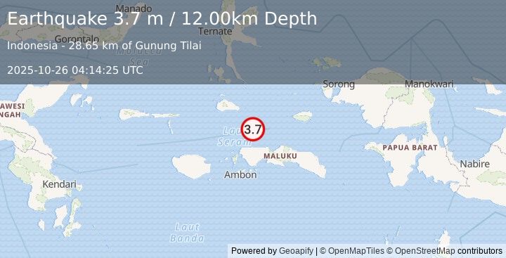 Earthquake CERAM SEA, INDONESIA (3.7 m) (2025-10-26 04:14:25 UTC)