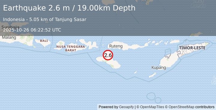 Earthquake SUMBA REGION, INDONESIA (2.6 m) (2025-10-26 06:22:52 UTC)