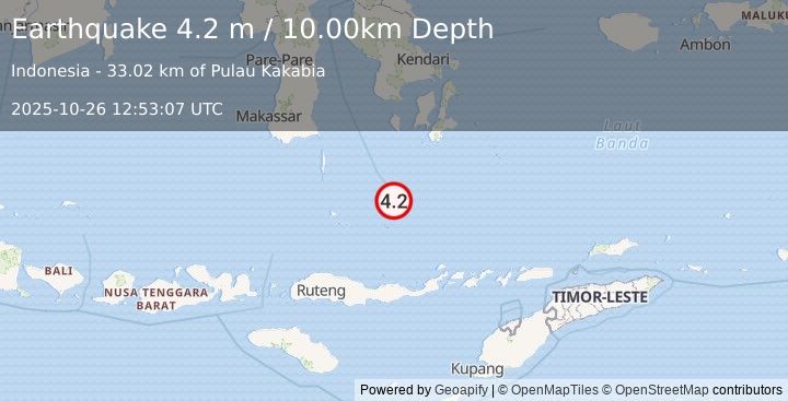 Earthquake FLORES SEA (4.2 m) (2025-10-26 12:53:07 UTC)