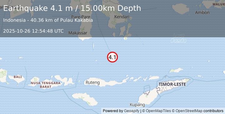 Earthquake FLORES SEA (4.1 m) (2025-10-26 12:54:48 UTC)