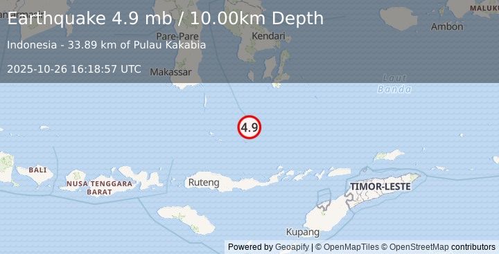 Earthquake FLORES SEA (4.9 mb) (2025-10-26 16:18:57 UTC)