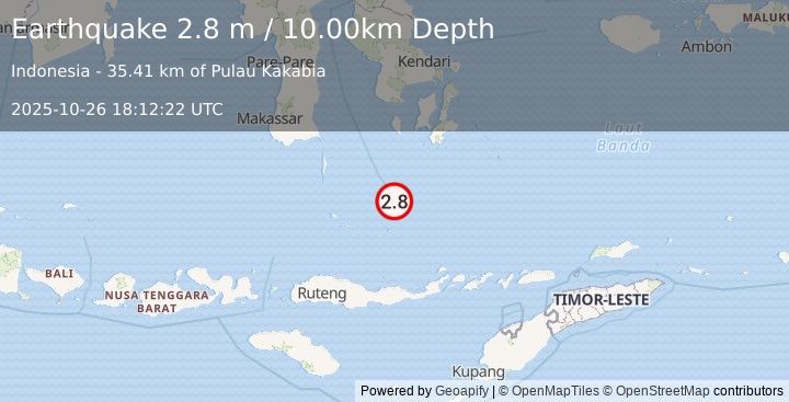 Earthquake FLORES SEA (2.8 m) (2025-10-26 18:12:22 UTC)