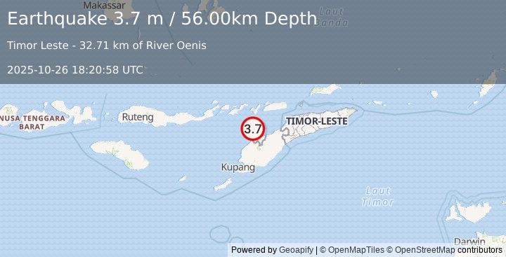 Earthquake KEPULAUAN ALOR, INDONESIA (3.7 m) (2025-10-26 18:20:58 UTC)