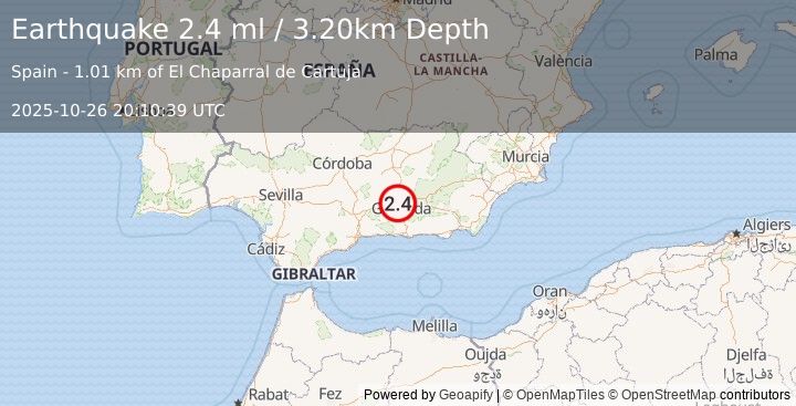 Earthquake SPAIN (2.4 ml) (2025-10-26 20:10:39 UTC)
