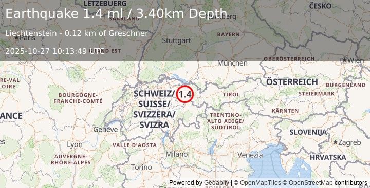Earthquake LIECHTENSTEIN (1.4 ml) (2025-10-27 10:13:49 UTC)