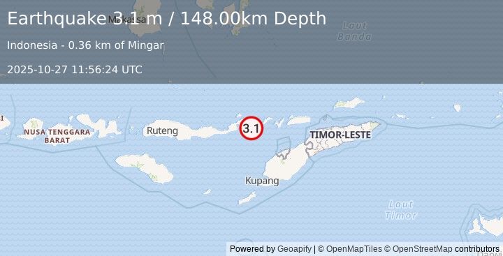Earthquake FLORES REGION, INDONESIA (3.1 m) (2025-10-27 11:56:24 UTC)