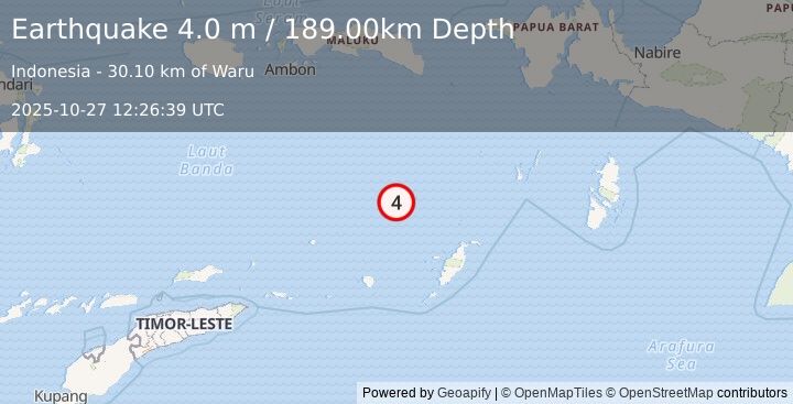 Earthquake BANDA SEA (4.0 m) (2025-10-27 12:26:39 UTC)