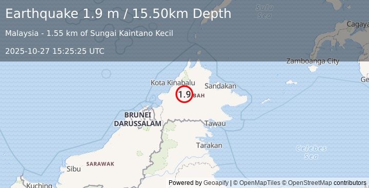 Earthquake SABAH, MALAYSIA (1.9 m) (2025-10-27 15:25:25 UTC)
