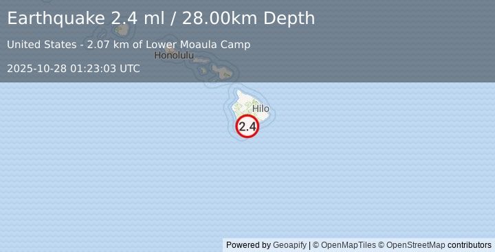 Earthquake ISLAND OF HAWAII, HAWAII (2.4 ml) (2025-10-28 01:23:03 UTC)
