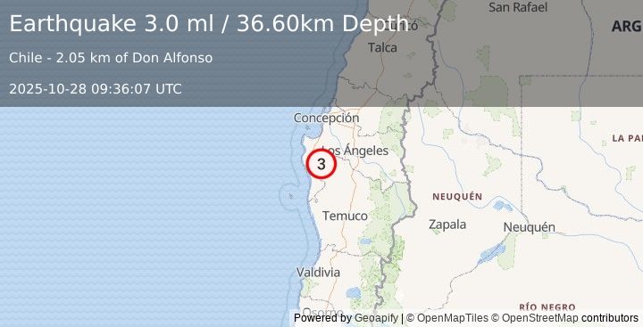 Earthquake BIO-BIO, CHILE (3.0 ml) (2025-10-28 09:36:07 UTC)