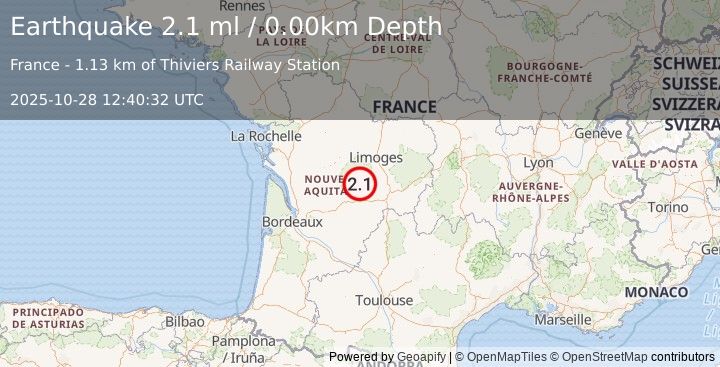 Earthquake FRANCE (2.1 ml) (2025-10-28 12:40:32 UTC)
