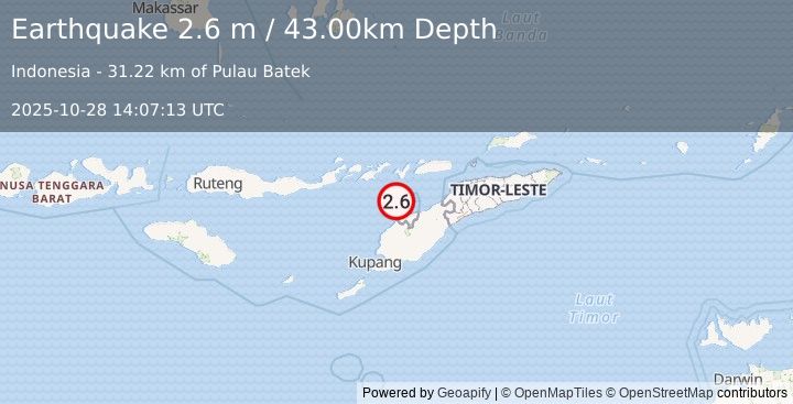 Earthquake KEPULAUAN ALOR, INDONESIA (2.6 m) (2025-10-28 14:07:13 UTC)