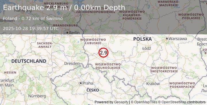 Earthquake POLAND (2.9 m) (2025-10-28 19:39:57 UTC)