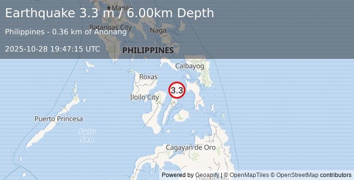 Earthquake LEYTE, PHILIPPINES (3.3 m) (2025-10-28 19:47:15 UTC)