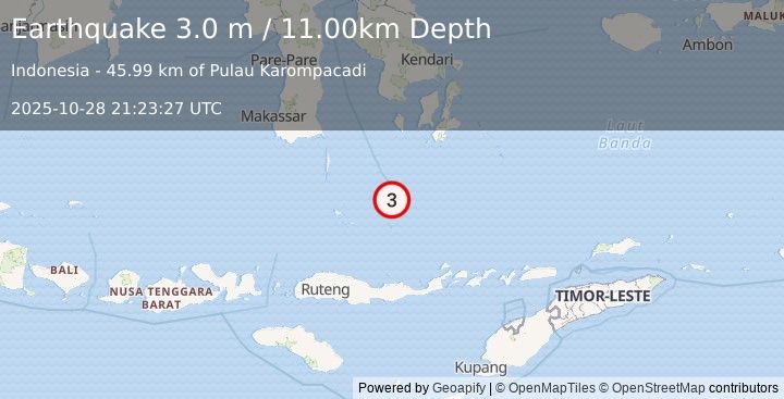 Earthquake FLORES SEA (3.0 m) (2025-10-28 21:23:27 UTC)