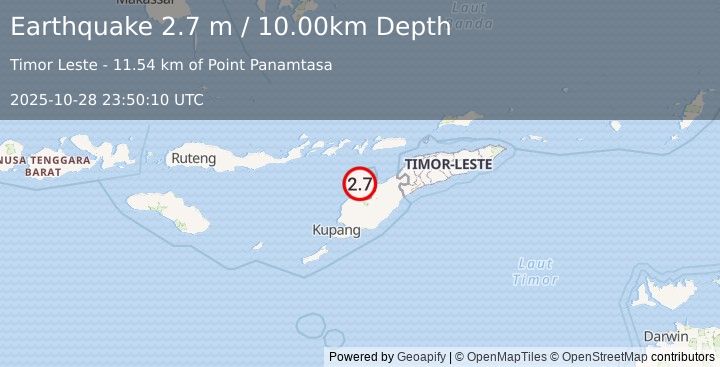 Earthquake TIMOR REGION (2.7 m) (2025-10-28 23:50:10 UTC)