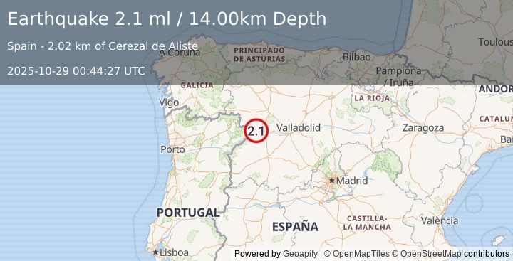 Earthquake SPAIN (2.4 ml) (2025-10-29 00:44:25 UTC)