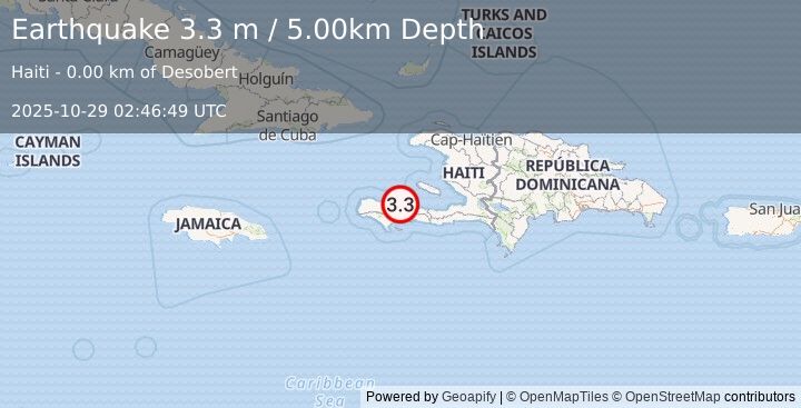 Earthquake HAITI REGION (3.3 m) (2025-10-29 02:46:49 UTC)