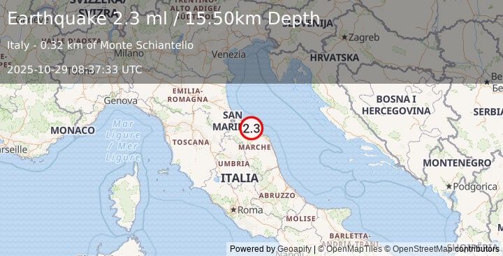 Earthquake CENTRAL ITALY (2.3 ml) (2025-10-29 08:37:33 UTC)