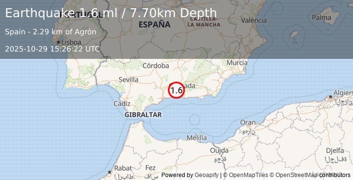 Earthquake SPAIN (1.6 ml) (2025-10-29 15:26:22 UTC)
