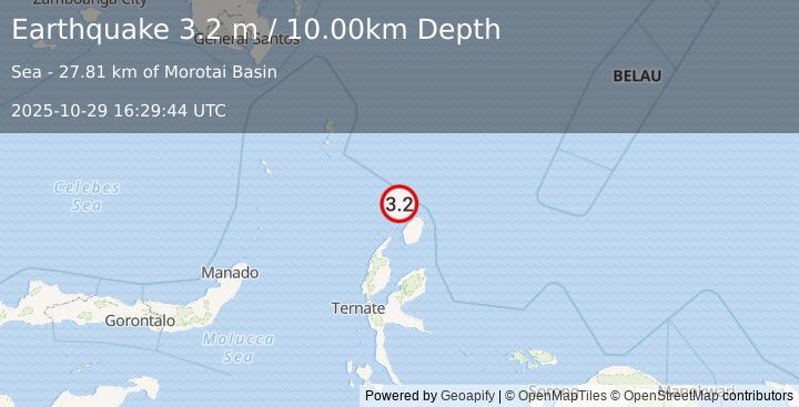 Earthquake HALMAHERA, INDONESIA (3.2 m) (2025-10-29 16:29:44 UTC)
