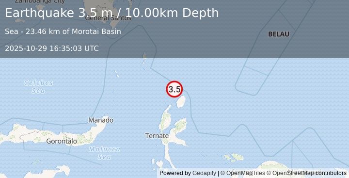 Earthquake HALMAHERA, INDONESIA (3.5 m) (2025-10-29 16:35:03 UTC)