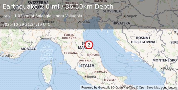 Earthquake CENTRAL ITALY (2.0 ml) (2025-10-29 21:24:19 UTC)