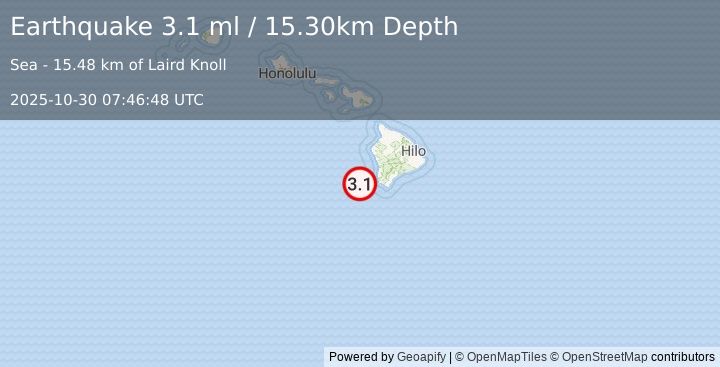 Earthquake HAWAII REGION, HAWAII (3.1 ml) (2025-10-30 07:46:48 UTC)