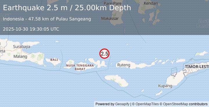 Earthquake FLORES SEA (2.5 m) (2025-10-30 19:30:05 UTC)