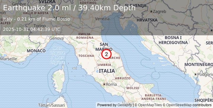 Earthquake CENTRAL ITALY (2.0 ml) (2025-10-31 04:42:39 UTC)