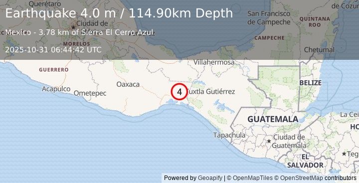 Earthquake OAXACA, MEXICO (4.0 m) (2025-10-31 06:44:42 UTC)