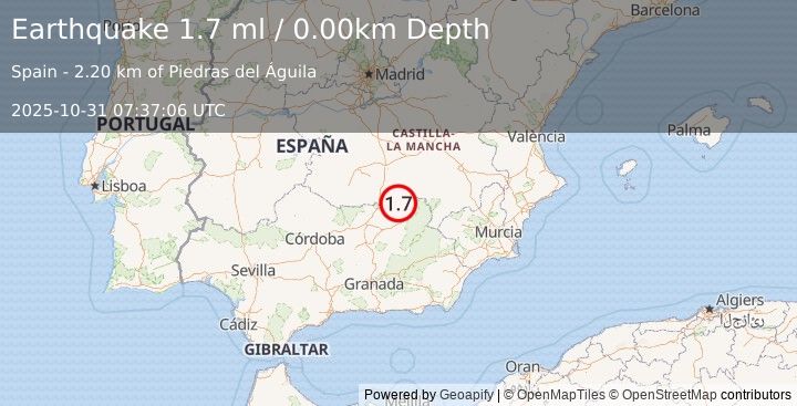 Earthquake SPAIN (1.7 ml) (2025-10-31 07:37:06 UTC)