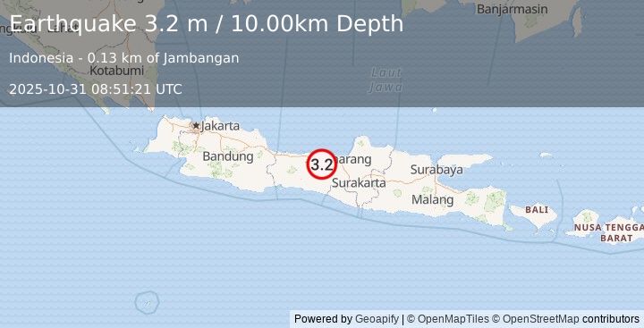 Earthquake JAVA, INDONESIA (3.2 m) (2025-10-31 08:51:21 UTC)