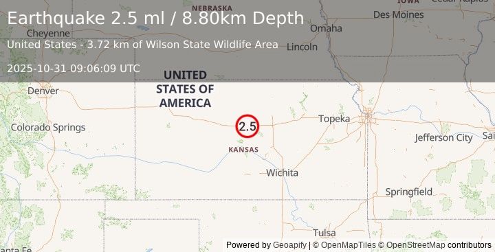 Earthquake KANSAS (2.5 ml) (2025-10-31 09:06:09 UTC)