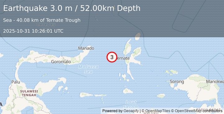 Earthquake MOLUCCA SEA (3.0 m) (2025-10-31 10:26:01 UTC)