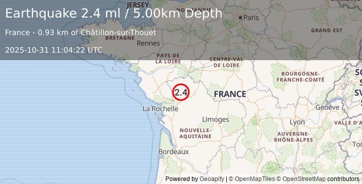Earthquake FRANCE (2.4 ml) (2025-10-31 11:04:22 UTC)