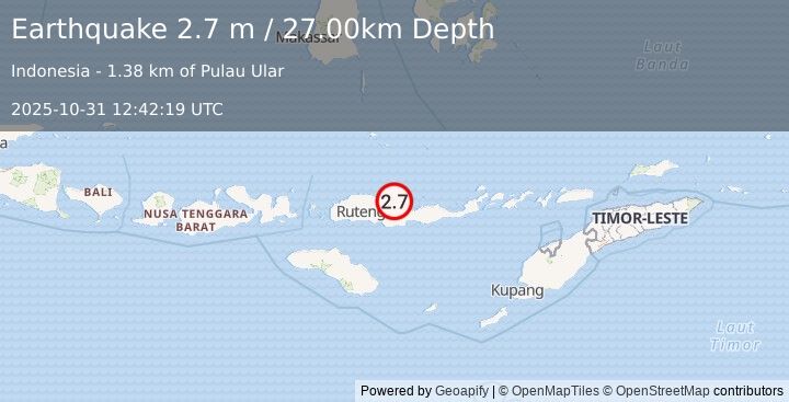 Earthquake FLORES REGION, INDONESIA (2.7 m) (2025-10-31 12:42:19 UTC)