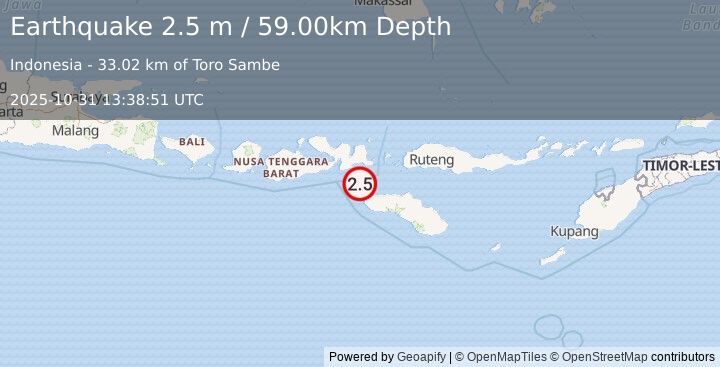 Earthquake SUMBAWA REGION, INDONESIA (2.5 m) (2025-10-31 13:38:51 UTC)