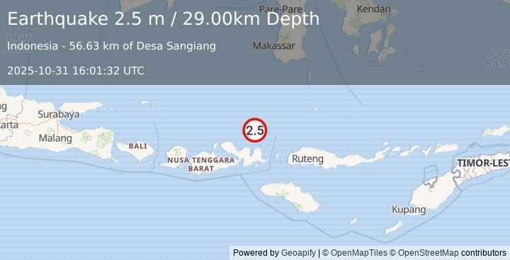 Earthquake FLORES SEA (2.5 m) (2025-10-31 16:01:32 UTC)