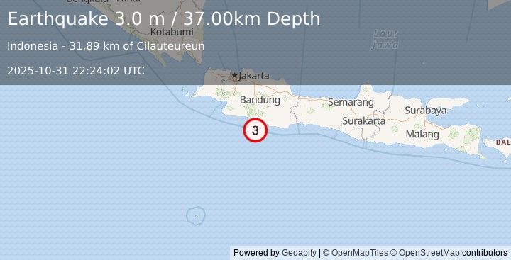 Earthquake JAVA, INDONESIA (3.0 m) (2025-10-31 22:24:02 UTC)