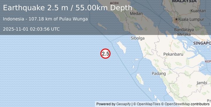 Earthquake NIAS REGION, INDONESIA (2.5 m) (2025-11-01 02:03:56 UTC)