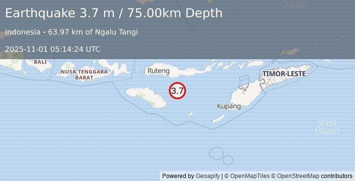 Earthquake SAVU SEA (3.7 m) (2025-11-01 05:14:24 UTC)