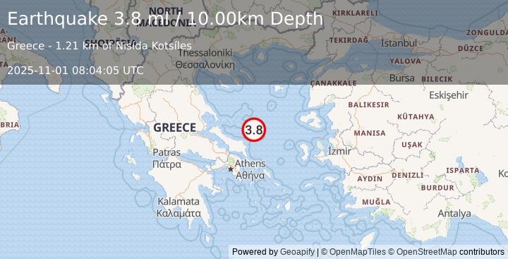 Earthquake AEGEAN SEA (3.8 ml) (2025-11-01 08:04:05 UTC)