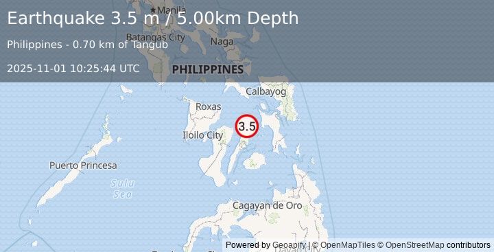 Earthquake NEGROS- CEBU REG, PHILIPPINES (3.5 m) (2025-11-01 10:25:44 UTC)