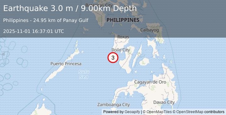 Earthquake PANAY, PHILIPPINES (3.0 m) (2025-11-01 16:37:01 UTC)