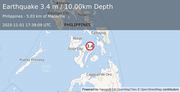 Earthquake NEGROS- CEBU REG, PHILIPPINES (3.4 m) (2025-11-01 17:39:09 UTC)