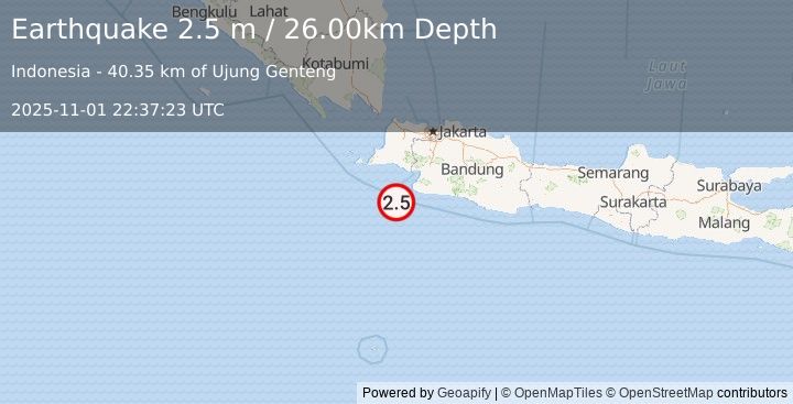 Earthquake JAVA, INDONESIA (2.5 m) (2025-11-01 22:37:23 UTC)