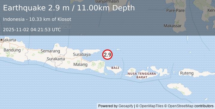 Earthquake BALI SEA (2.9 m) (2025-11-02 04:21:53 UTC)