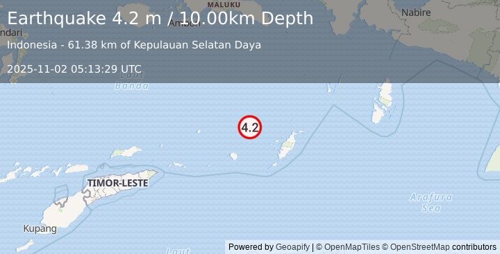 Earthquake BANDA SEA (4.2 m) (2025-11-02 05:13:29 UTC)